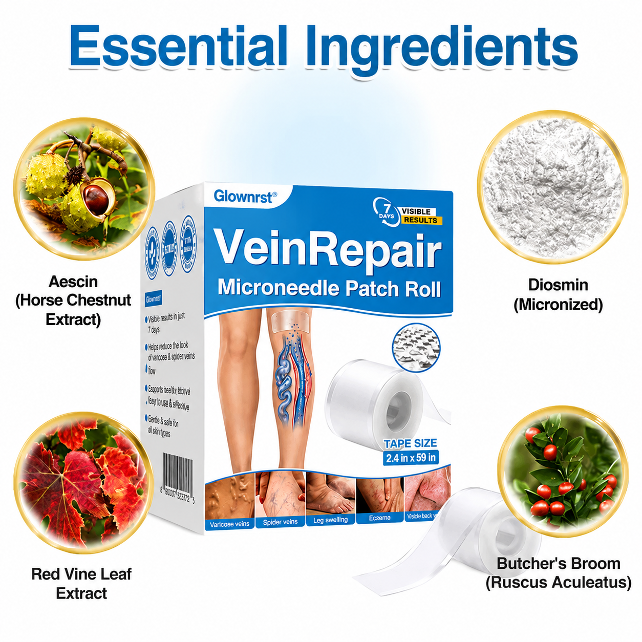 🇨🇦🏆✅️🏃Glownrst® VeinRepair Microneedle Patch Roll⚡Instant Relief, Long-Term Results